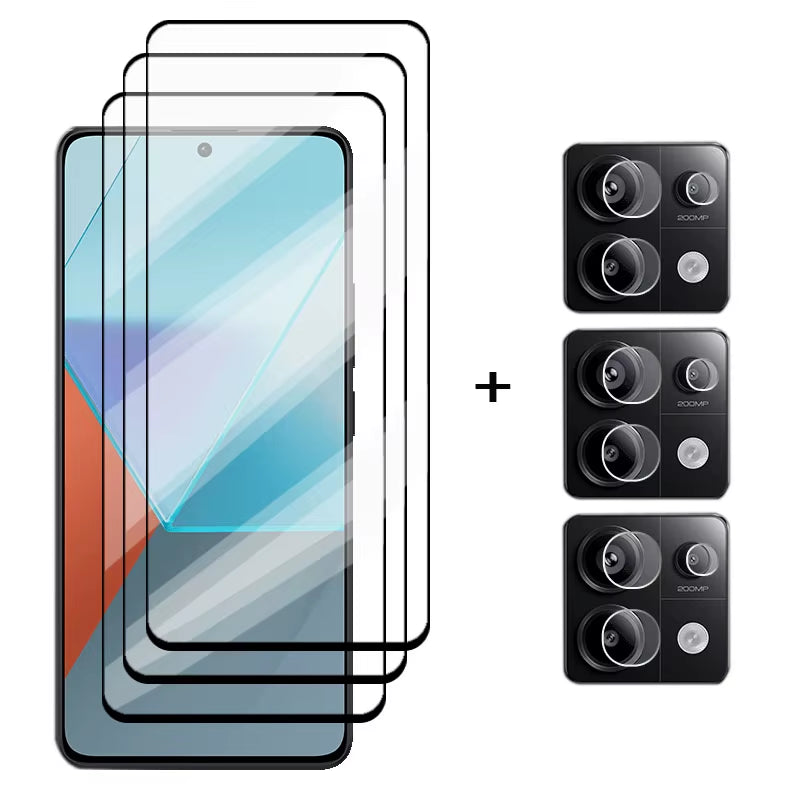 6In1 Glass for Redmi Note 13 Pro Full Cover Tempered Glass Redmi Note 13 Pro Screen Protector Phone Lens Film Redmi Note 13 Pro