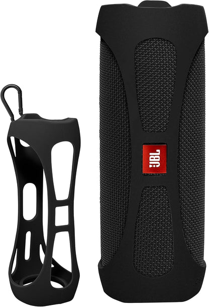 Featured Silicon Sleeve for JBL FLIP 5 Waterproof Portable Bluetooth Speaker, More Protective and and Real Sound Design (Black)