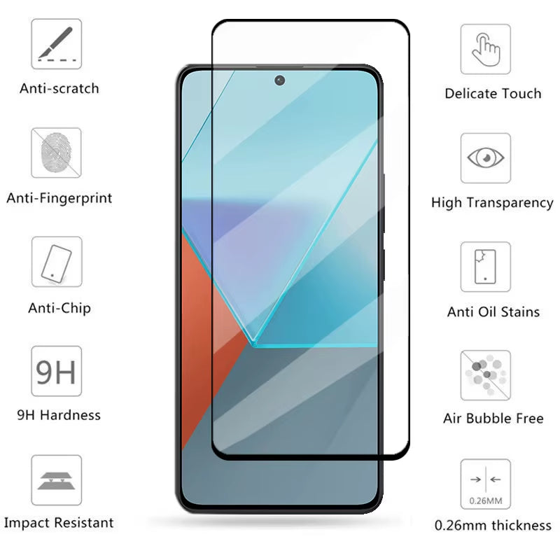6In1 Glass for Redmi Note 13 Pro Full Cover Tempered Glass Redmi Note 13 Pro Screen Protector Phone Lens Film Redmi Note 13 Pro