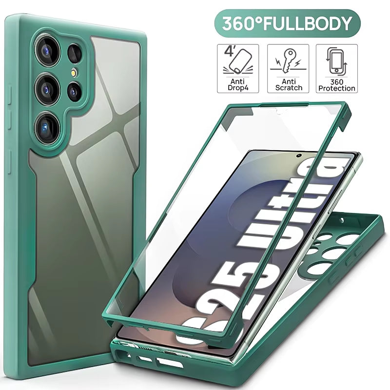 360 Full Cover Case for Samsung S25 Ultra S23 plus S21 S20 S25 Edge Funda for Samsung S24 Ultra S25 Screen Protector Phone Cover