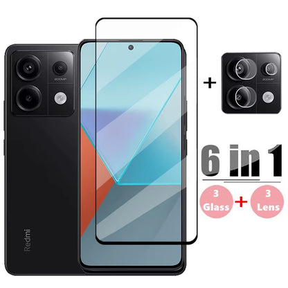 6In1 Glass for Redmi Note 13 Pro Full Cover Tempered Glass Redmi Note 13 Pro Screen Protector Phone Lens Film Redmi Note 13 Pro