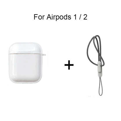Clear Soft TPU Earphone Case for Airpods 4 3 2 1 Pro Pro2 Pro 3 Shockproof with Lanyard Strap for Airpods 4 Charging Case Cover